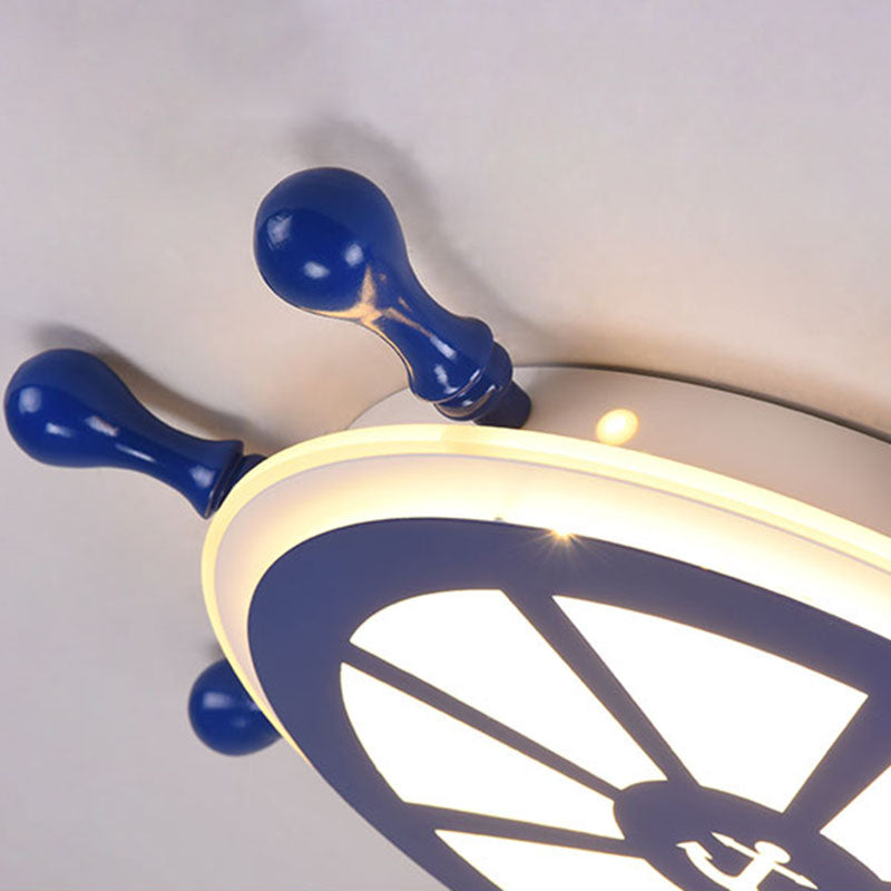 Plafonnier LED bleu en métal pour enfants, luminaire de plafond pour chambre d'enfant