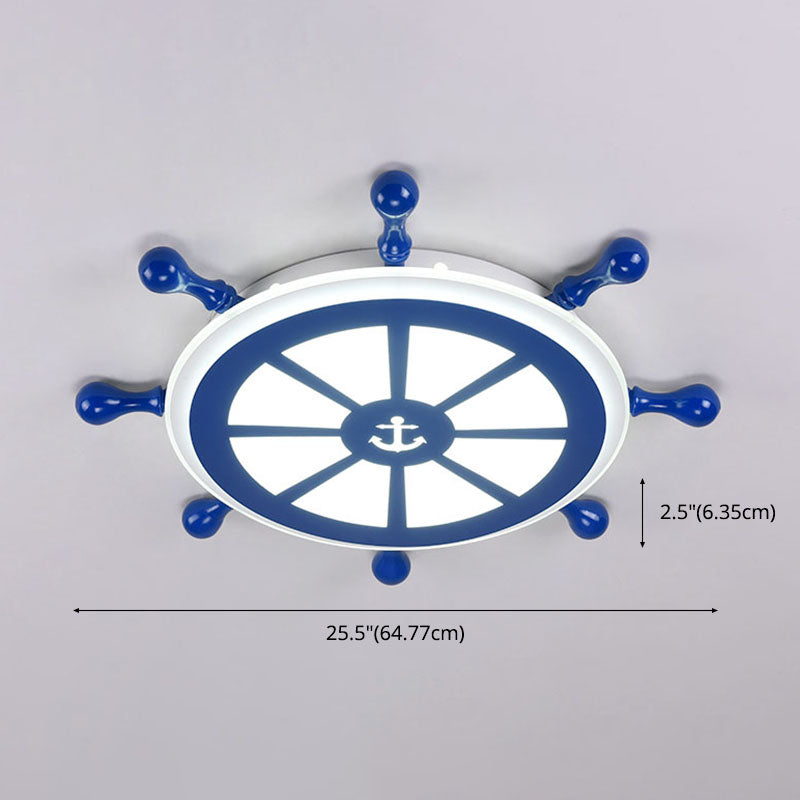 Plafonnier LED bleu en métal pour enfants, luminaire de plafond pour chambre d'enfant