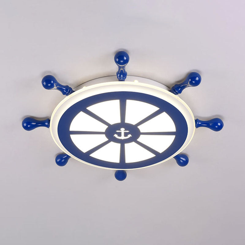 Plafonnier LED bleu en métal pour enfants, luminaire de plafond pour chambre d'enfant