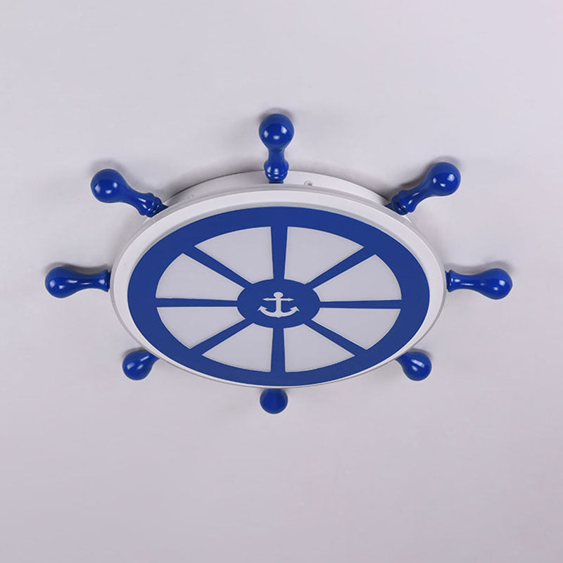 Plafonnier LED bleu en métal pour enfants, luminaire de plafond pour chambre d'enfant