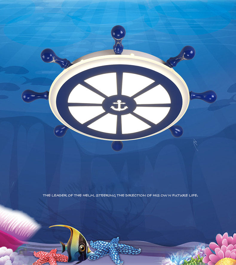 Plafonnier LED bleu en métal pour enfants, luminaire de plafond pour chambre d'enfant