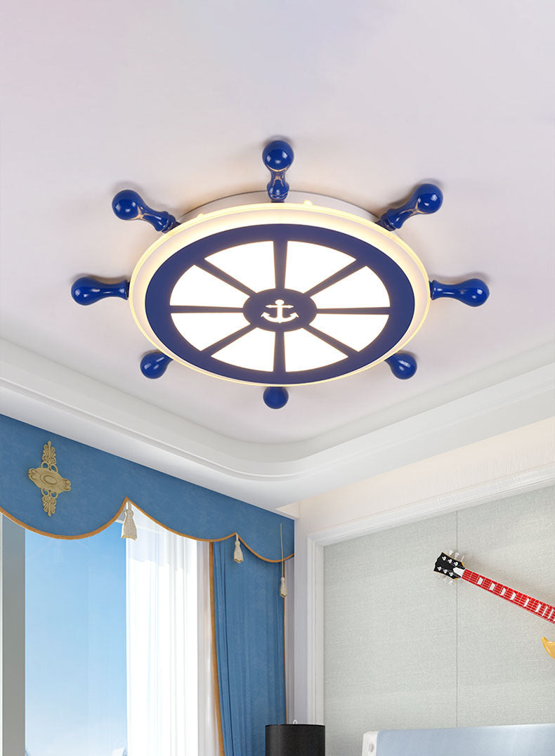 Plafonnier LED bleu en métal pour enfants, luminaire de plafond pour chambre d'enfant