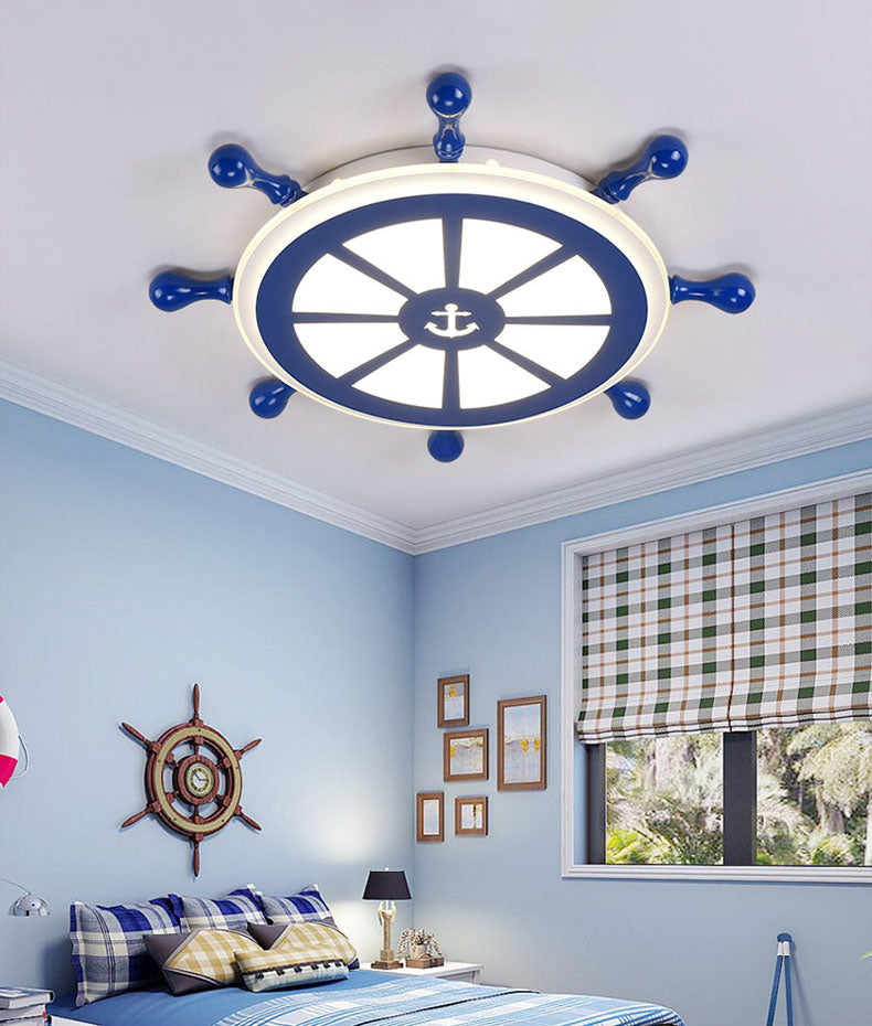 Plafonnier LED bleu en métal pour enfants, luminaire de plafond pour chambre d'enfant