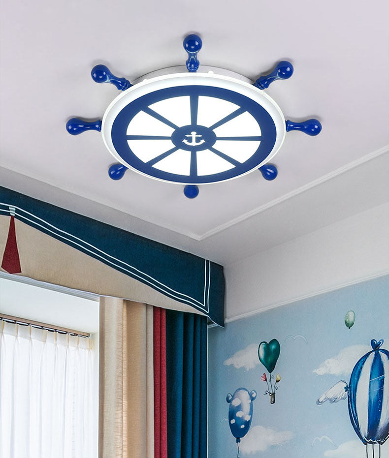 Plafonnier LED bleu en métal pour enfants, luminaire de plafond pour chambre d'enfant