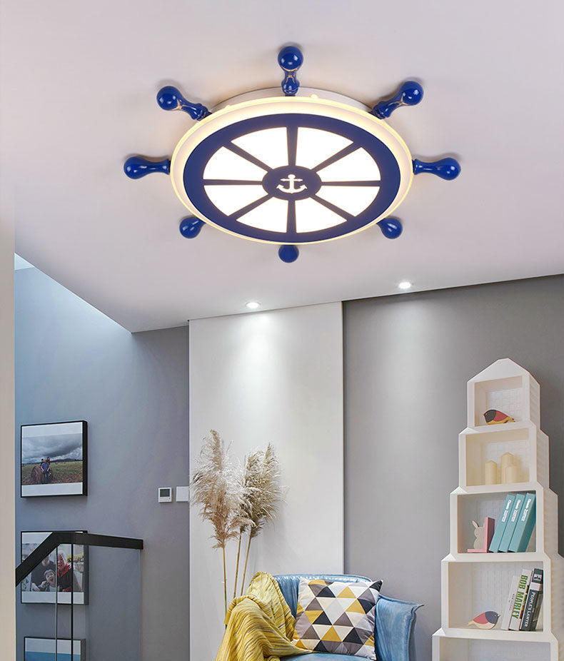 Plafonnier LED bleu en métal pour enfants, luminaire de plafond pour chambre d'enfant