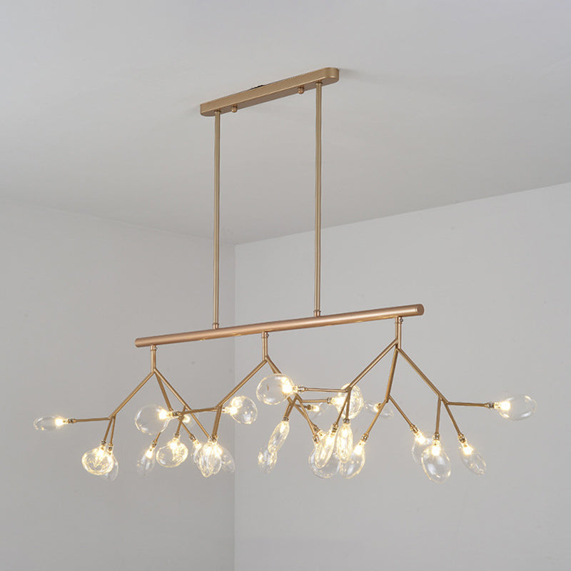 Luz de la isla de Firefly creativa moderna Luz colgante de hierro forjado Sputnik con sombra acrílica