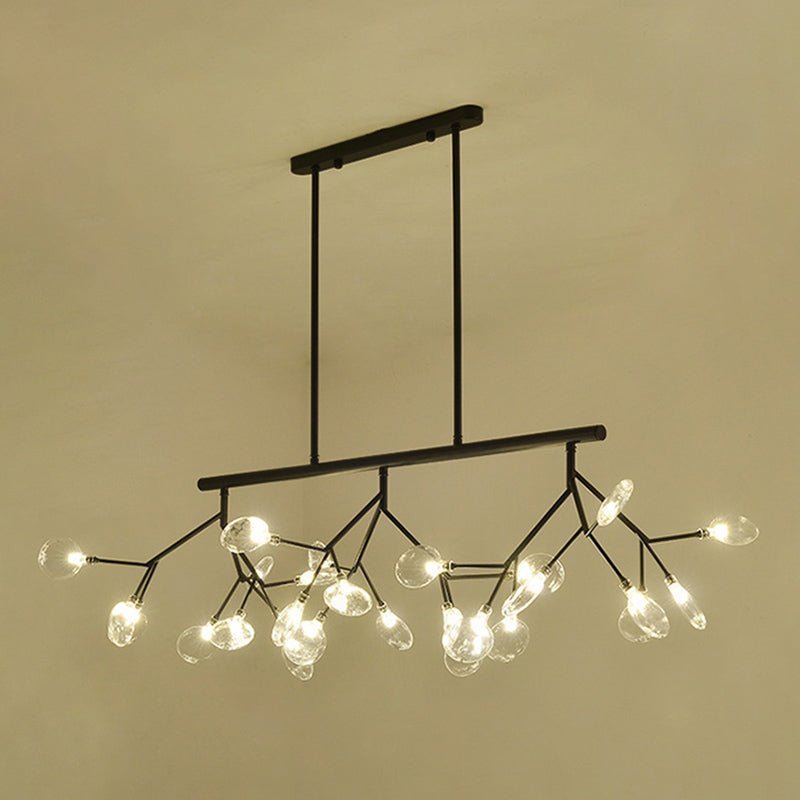 Luz de la isla de Firefly creativa moderna Luz colgante de hierro forjado Sputnik con sombra acrílica