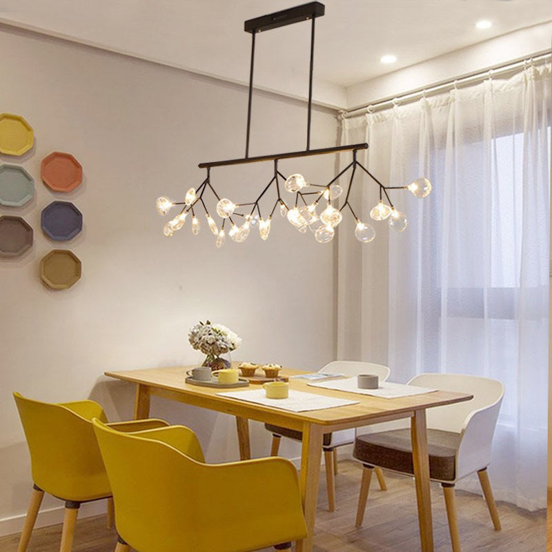 Luz de la isla de Firefly creativa moderna Luz colgante de hierro forjado Sputnik con sombra acrílica