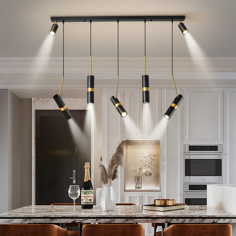 Idee per illuminazione dell'isola a led in metallo moderno lampada lampadario lineare per sala da pranzo