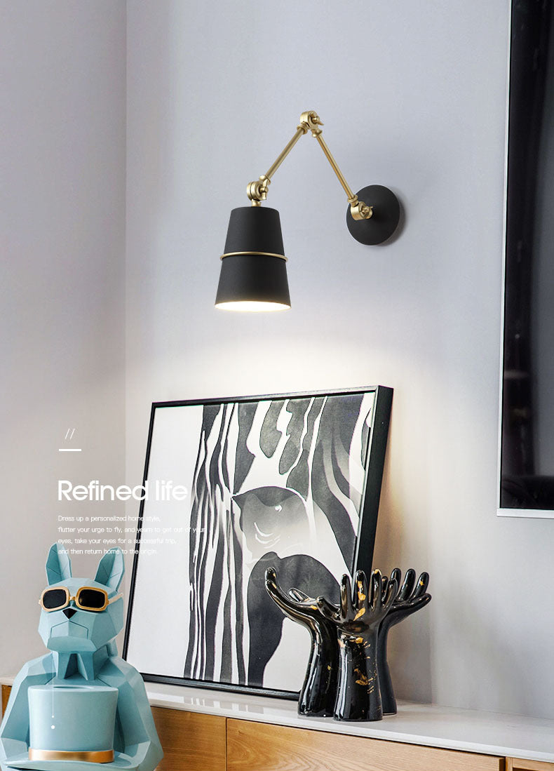 Verstellbare 1-Licht-Kegel Wandleuchten Moderner Aluminium-Wandbeleuchtungsideen in Schwarz und Weiß