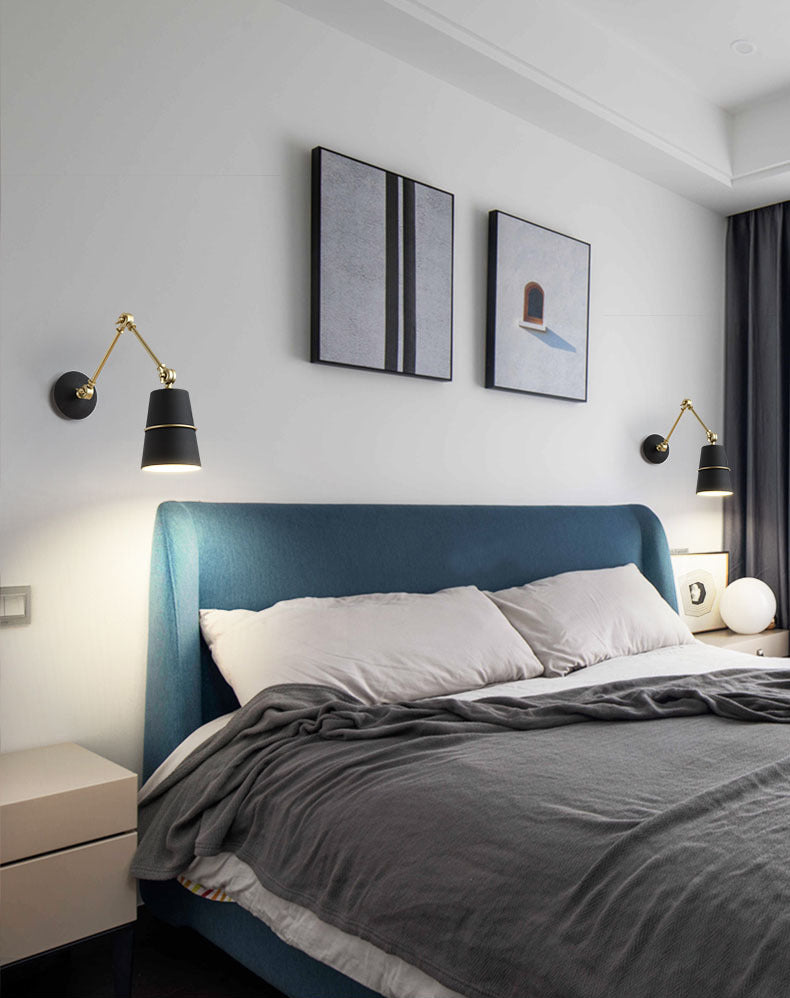 Verstellbare 1-Licht-Kegel Wandleuchten Moderner Aluminium-Wandbeleuchtungsideen in Schwarz und Weiß