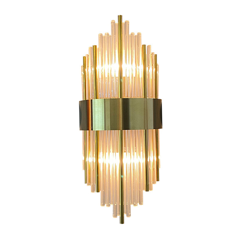 Hexagon Wall Mounted Light Fixture Modern Style Crystal 2-Lights Wall Lighting in Gold