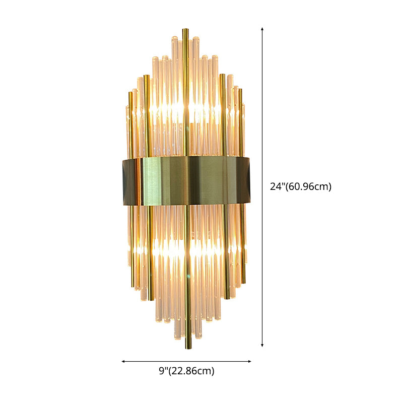 Hexagon Wall Mounted Light Fixture Modern Style Crystal 2-Lights Wall Lighting in Gold