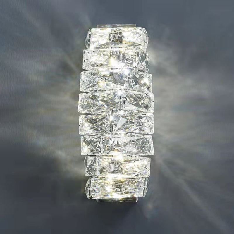 Moderner Stil Geometrischer Wandleuchten Schonconces Kristallblock 1-Licht-Leuchte in Chrom und Gold