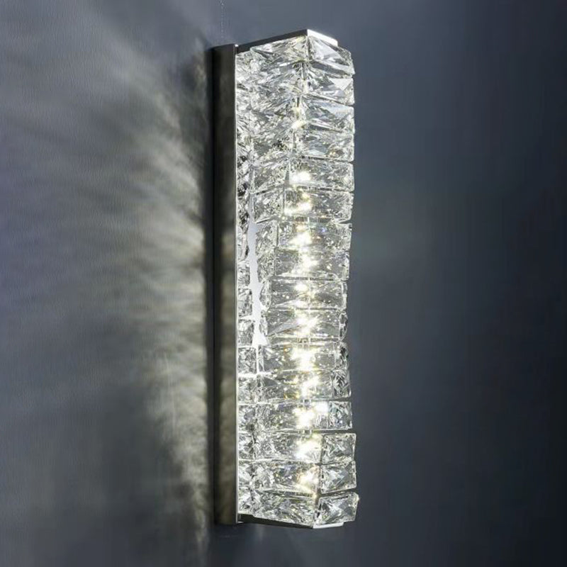 Moderner Stil Geometrischer Wandleuchten Schonconces Kristallblock 1-Licht-Leuchte in Chrom und Gold