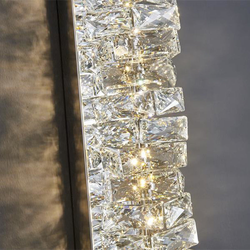 Moderner Stil Geometrischer Wandleuchten Schonconces Kristallblock 1-Licht-Leuchte in Chrom und Gold