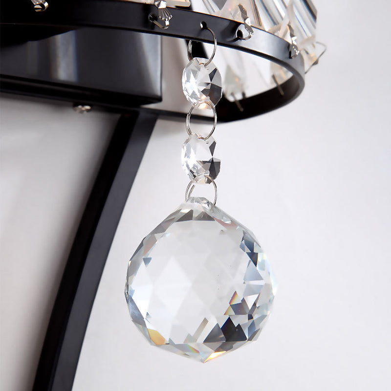 Moderne Stil gebogene Wandleuchten klare Kristall 2 Leichter Wandlampen in Gold und Schwarz