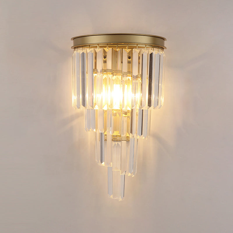 Luz de columna Luz de columna Modern Style Crystal 2 luces de pared Iluminación en oro y negro