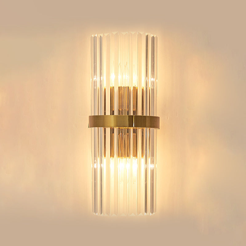 Luz de columna Luz de columna Modern Style Crystal 2 luces de pared Iluminación en oro y negro