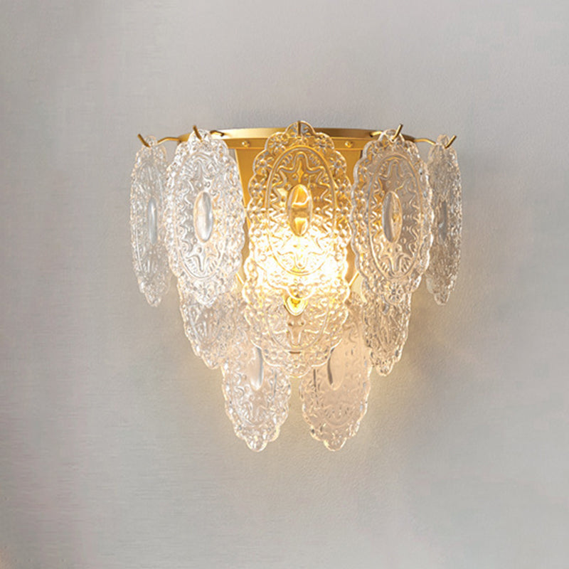 Modern Style Three-Tiered Sconce Crystal 3-Lights Wall Lighting Fixtures in Brass