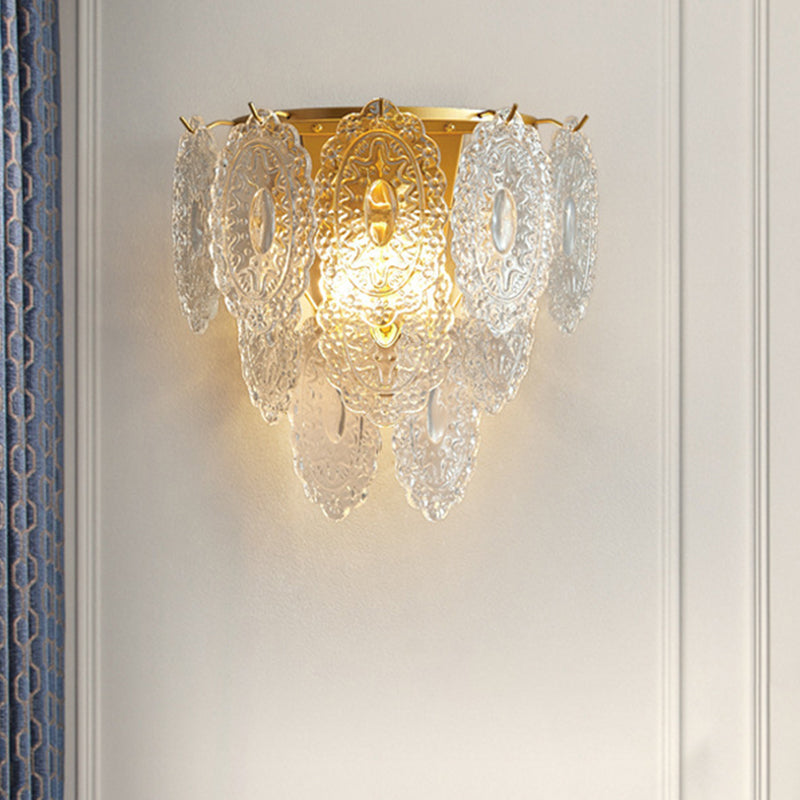 Modern Style Three-Tiered Sconce Crystal 3-Lights Wall Lighting Fixtures in Brass