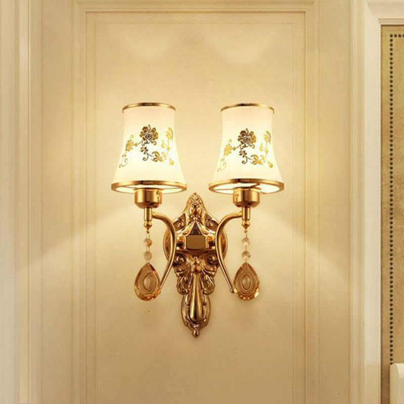 Modern Simple Style Round Disc Shade Wall Sconce Metal 2 Lights Sconces in Gold Finish