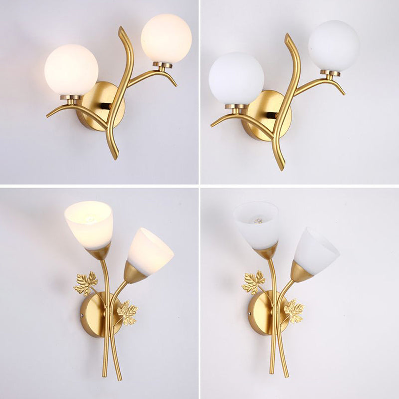 Modern Simple Style Round Disc Shade Wall Sconce Metal 2 Lights Sconces in Gold Finish