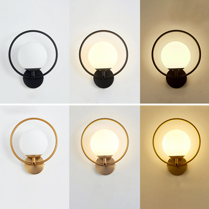 1-Light Oval Wall Sconce Modern Simple Style Glass Wall Lighting in Gold