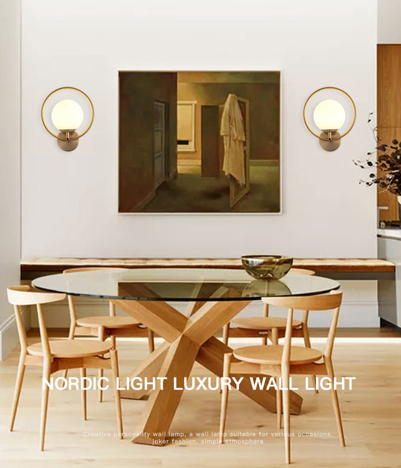 1-Light Oval Wall Sconce Modern Simple Style Glass Wall Lighting in Gold