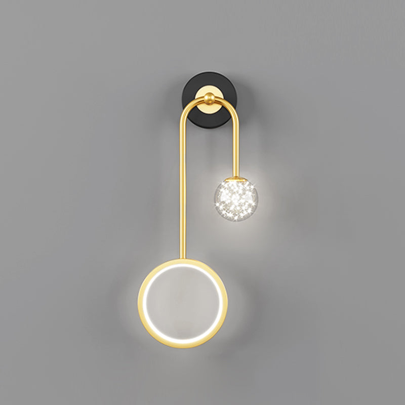 Modern Simple Style Round Disc Shade Wall Sconce Metal 2 Lights Sconces in Gold Finish