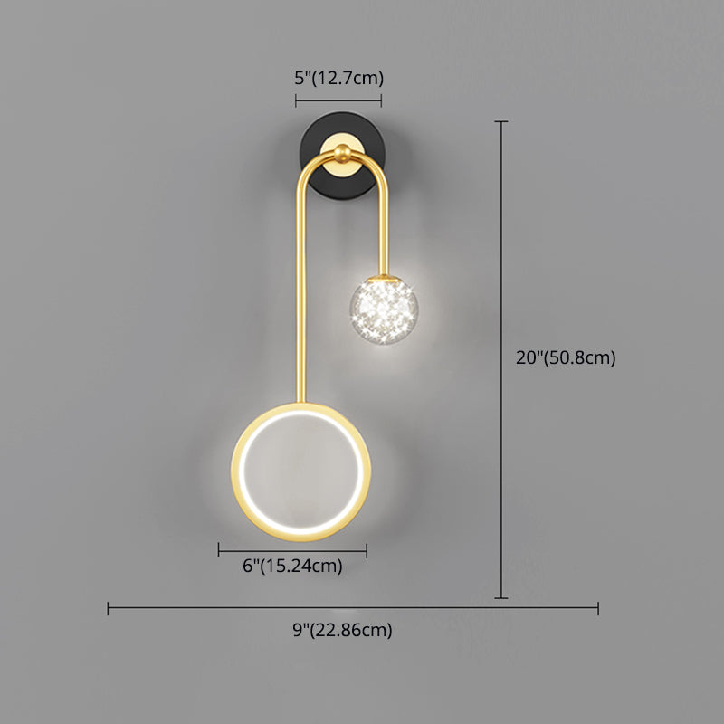 Modern Simple Style Round Disc Shade Wall Sconce Metal 2 Lights Sconces in Gold Finish