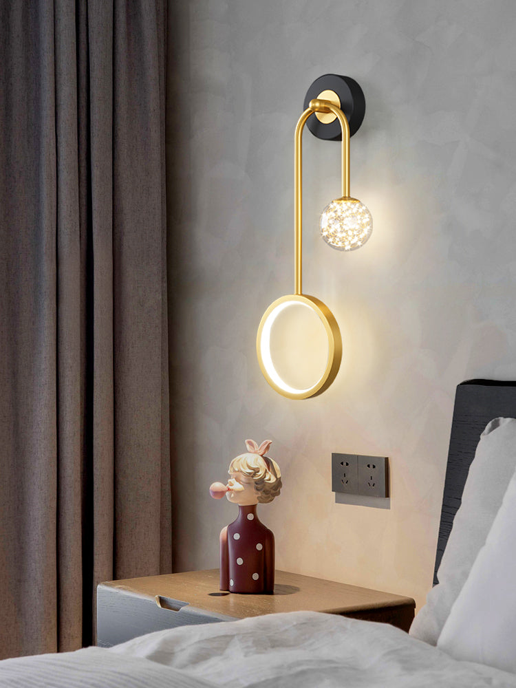 Modern Simple Style Round Disc Shade Wall Sconce Metal 2 Lights Sconces in Gold Finish