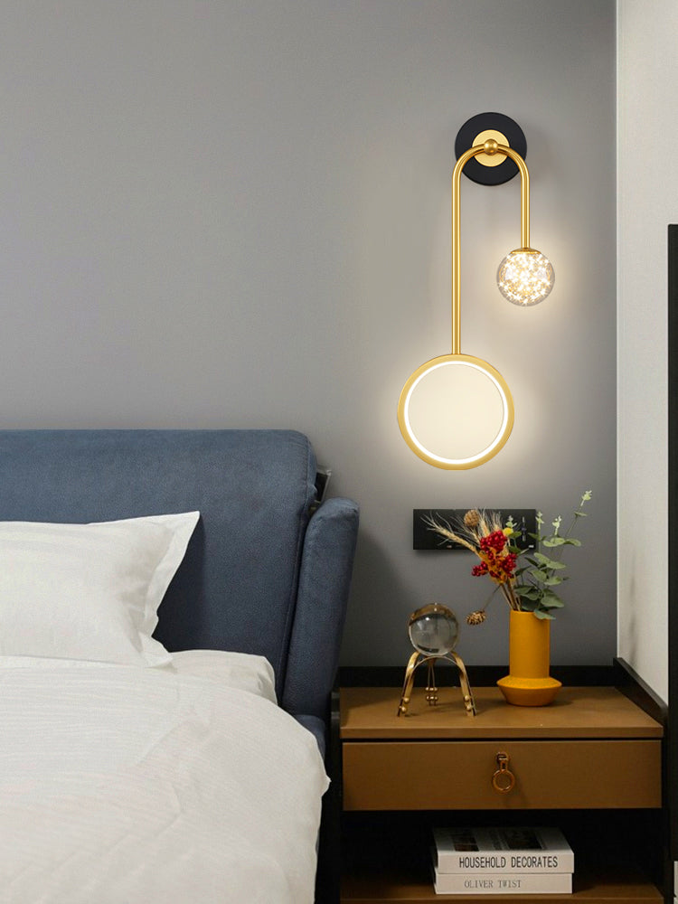 Modern Simple Style Round Disc Shade Wall Sconce Metal 2 Lights Sconces in Gold Finish