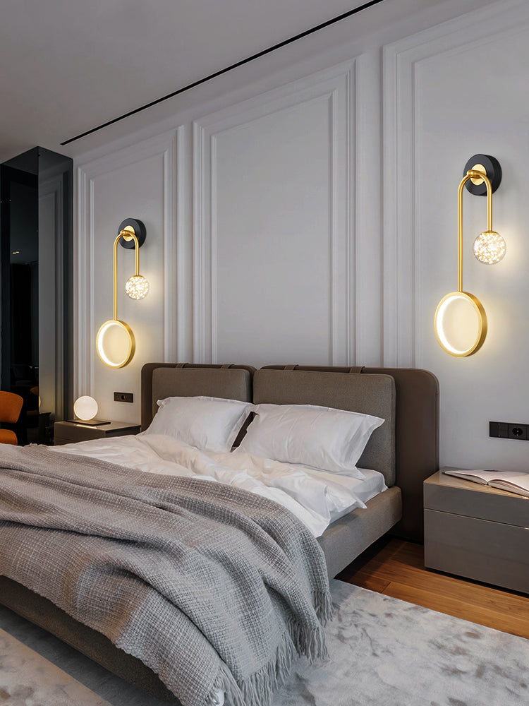 Modern Simple Style Round Disc Shade Wall Sconce Metal 2 Lights Sconces in Gold Finish