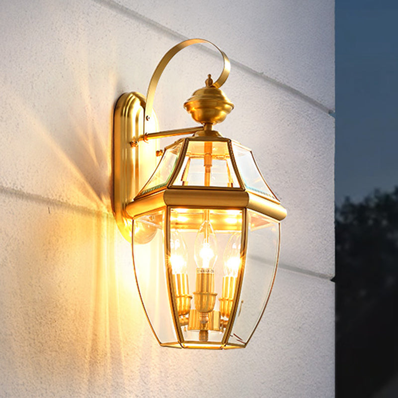 Modern Simple Style Geometric Shade Wall Sconce Metal and Glass 1 Light Sconces in Gold Finish