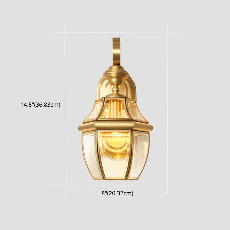 Modern Simple Style Geometric Shade Wall Sconce Metal and Glass 1 Light Sconces in Gold Finish