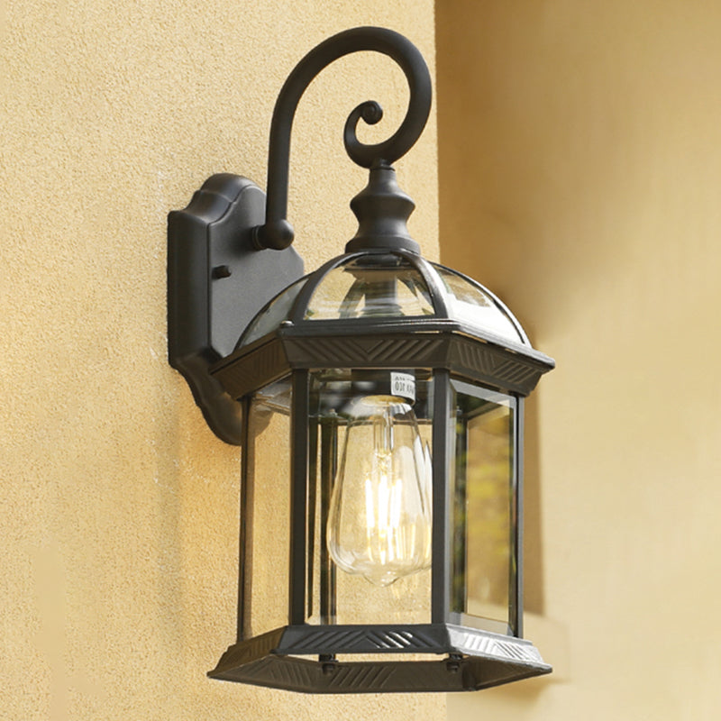 1-Light Rectangular Wall Sconce Modern Simple Style Glass Wall Lighting in Black