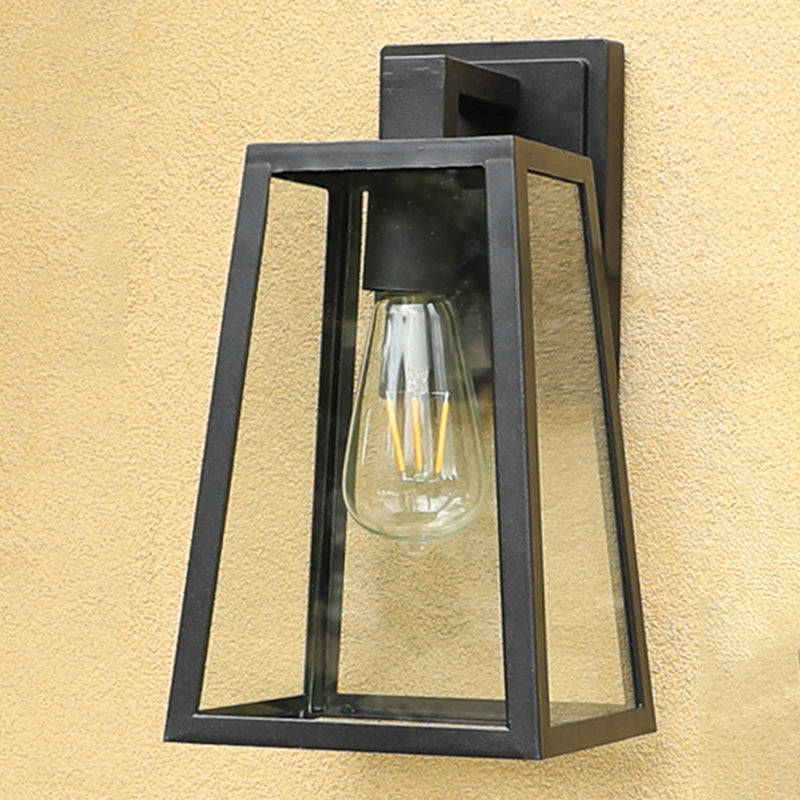 1-Light Rectangular Wall Sconce Modern Simple Style Glass Wall Lighting in Black