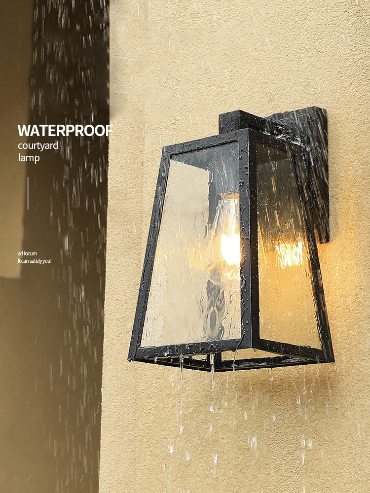 1-Light Rectangular Wall Sconce Modern Simple Style Glass Wall Lighting in Black