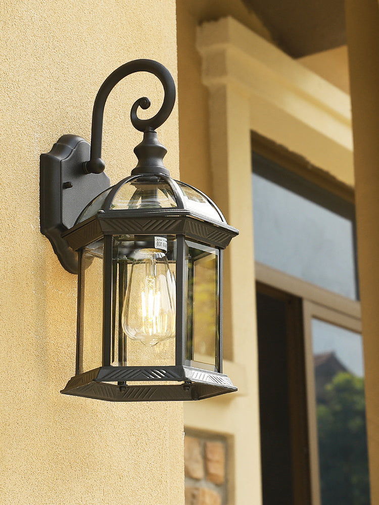 1-Light Rectangular Wall Sconce Modern Simple Style Glass Wall Lighting in Black