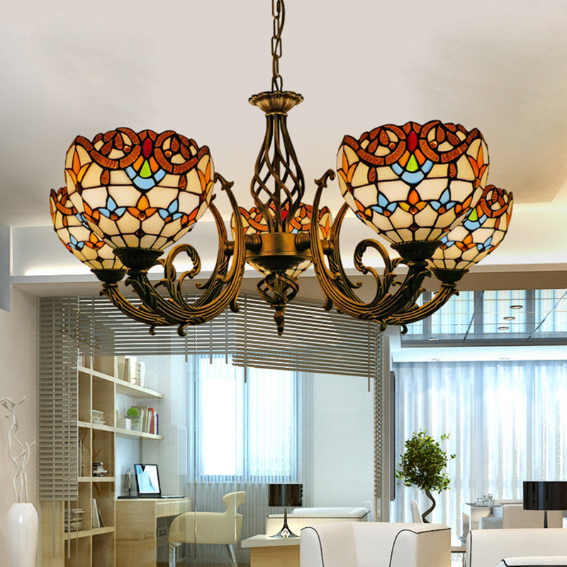 Tiffany Creative Sputnik Light Light Light Ironing Lampada con tonalità di vetro colorato