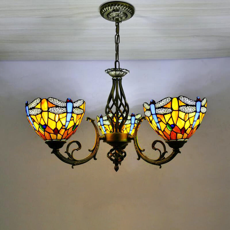 Tiffany Creative Sputnik Light Light Light Ironing Lampada con tonalità di vetro colorato