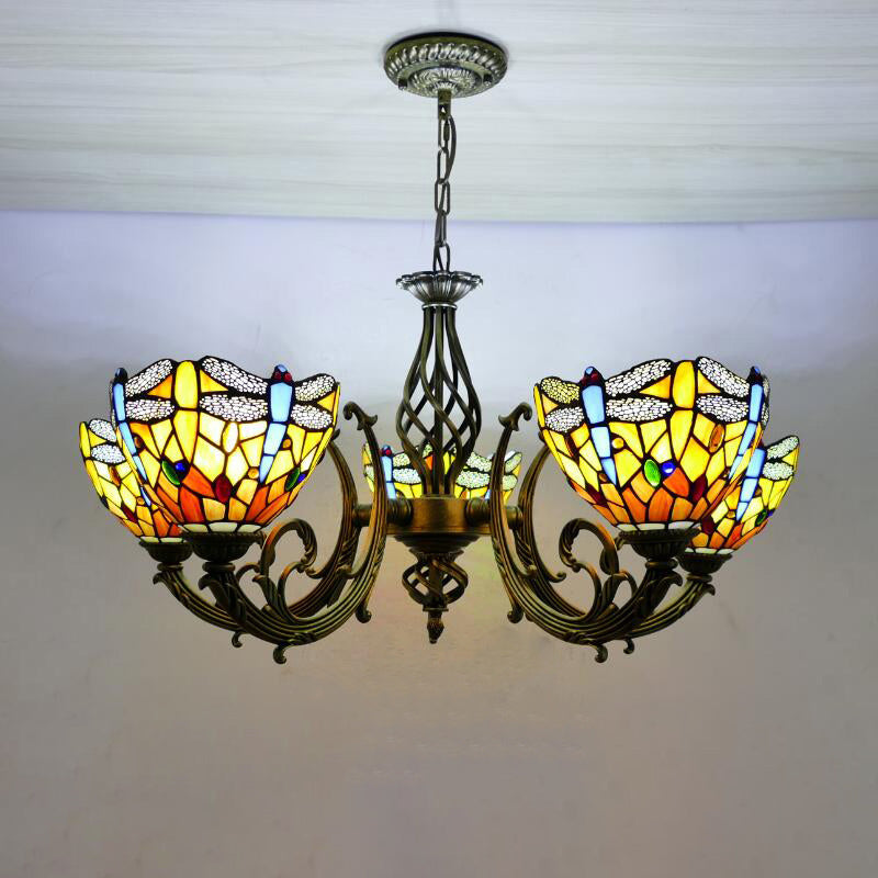 Tiffany Creative Sputnik Light Light Light Ironing Lampada con tonalità di vetro colorato