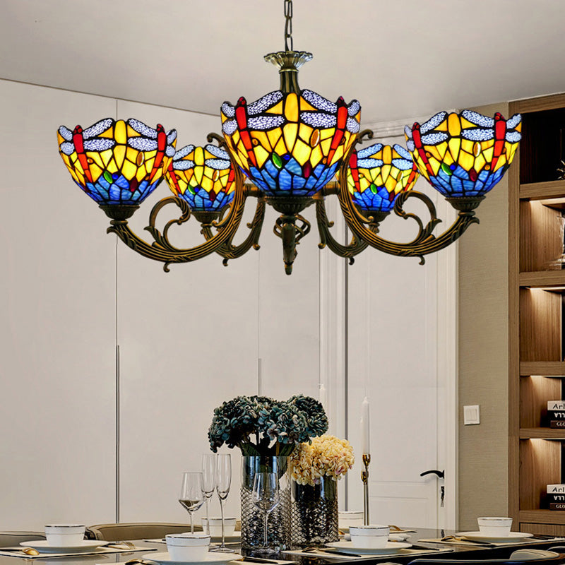 Tiffany Creative Sputnik Light Light Light Ironing Lampada con tonalità di vetro colorato