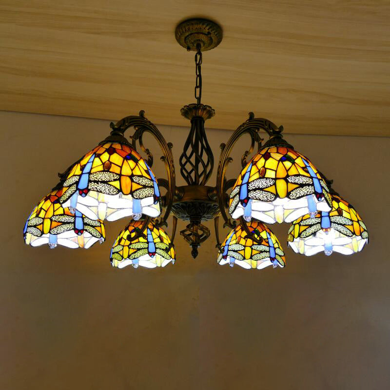 Tiffany Creative Sputnik Light Light Light Ironing Lampada con tonalità di vetro colorato