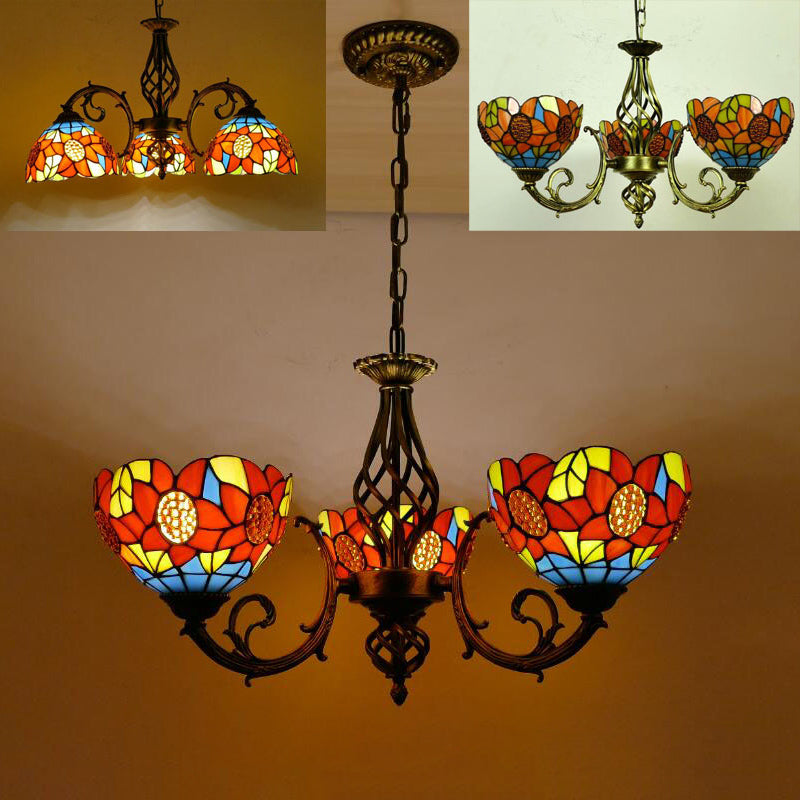 Tiffany Creative Sputnik Light Light Light Ironing Lampada con tonalità di vetro colorato