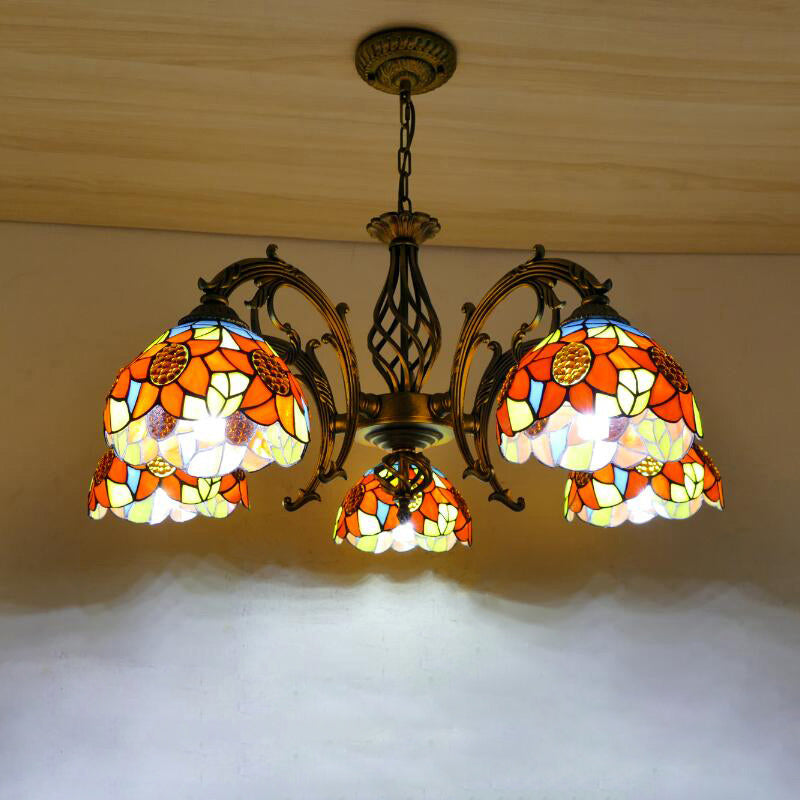 Tiffany Creative Sputnik Light Light Light Ironing Lampada con tonalità di vetro colorato