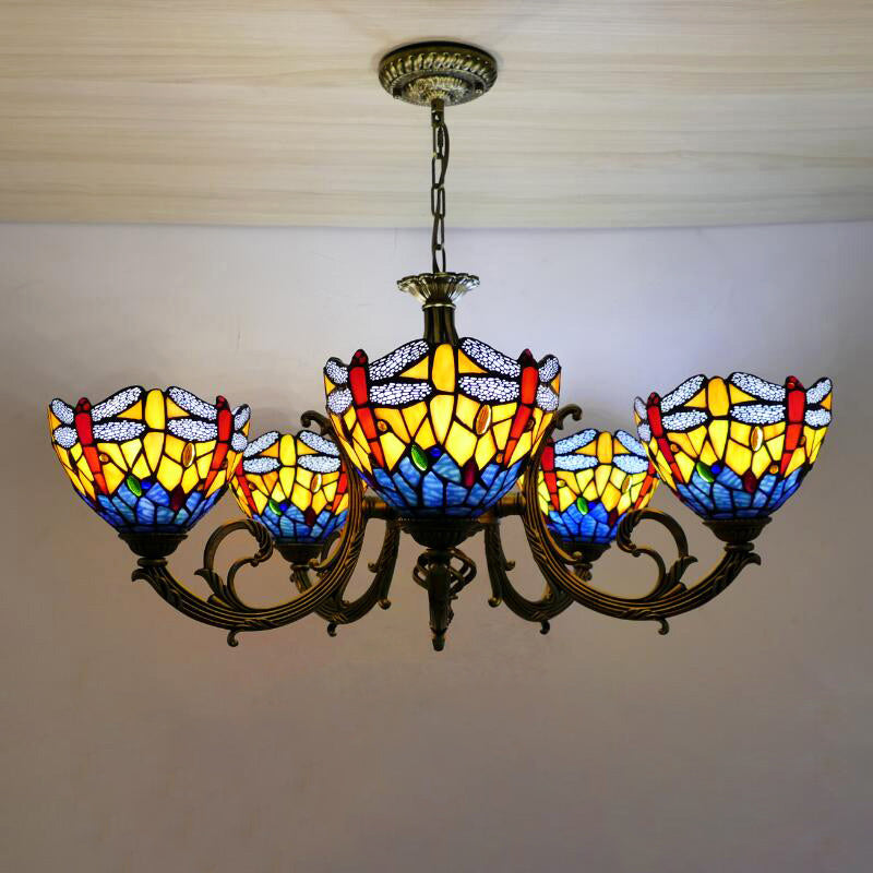 Tiffany Creative Sputnik Light Light Light Ironing Lampada con tonalità di vetro colorato