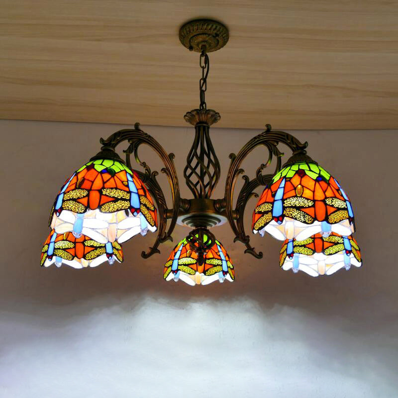 Tiffany Creative Sputnik Light Light Light Ironing Lampada con tonalità di vetro colorato