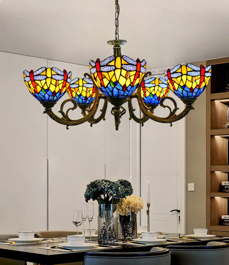 Tiffany Creative Sputnik Light Light Light Ironing Lampada con tonalità di vetro colorato